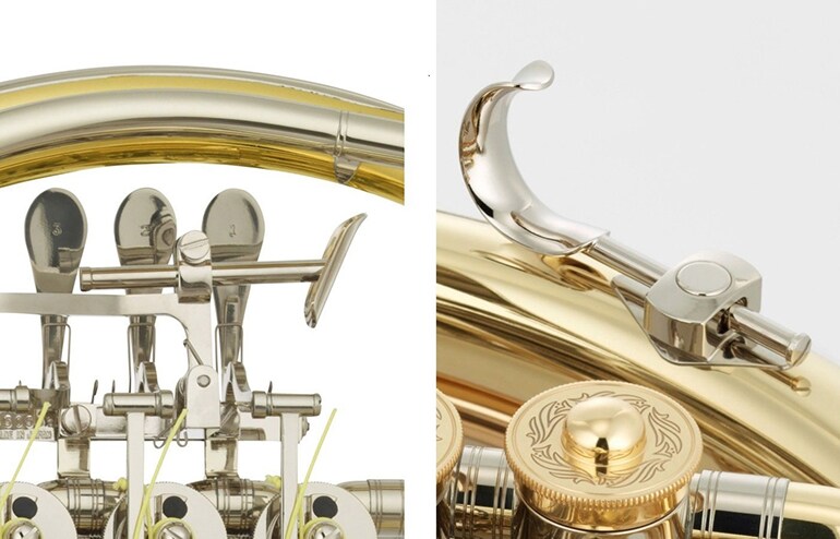 Regulowana dźwignia pod kciuk 4-tego wentyla i haczyk na mały palec