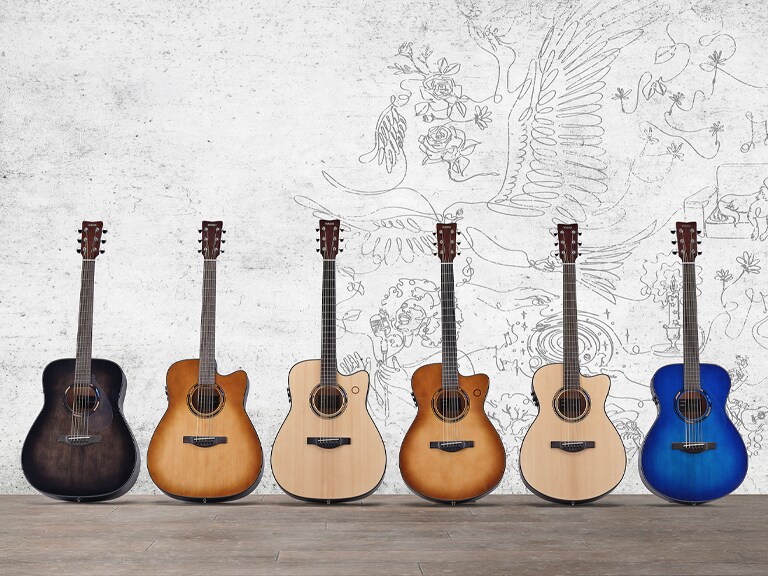 Pełna oferta gitar TransAcoustic drugiej generacji, zaprezentowana wspólnie w jednym zestawieniu.