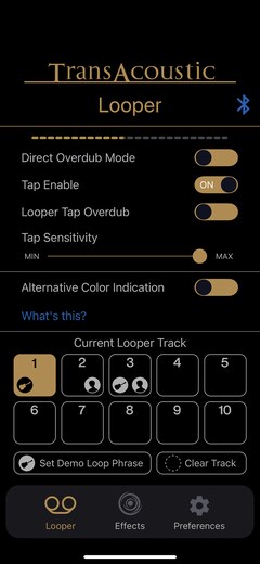 Menu Looper – ustawienia Loopera