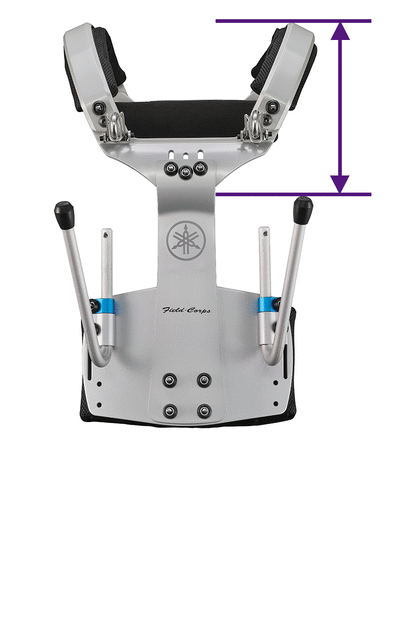 The distance from the top of the shoulder to the attachment can be adjusted. The adjustable range is from a minimum of 400 mm to a maximum of 700 mm.