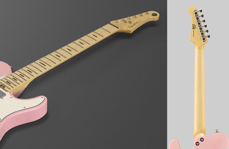 Zdjęcie ze zbliżeniem kształtu gryfu gitary Pacifica SC Professional