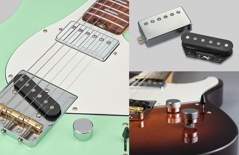 Zdjęcie ze zbliżeniem na przetworniki i pokrętła tonu gitary Pacifica SC Standard Plus