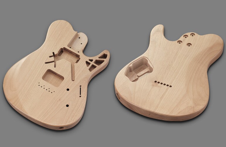 Kształt korpusu gitary Pacifica SC Professional z nacięciami i komorowaną konstrukcją