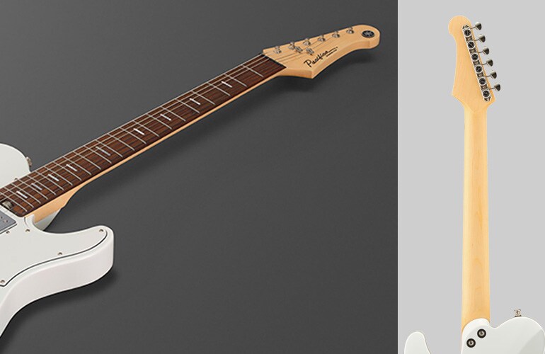 Zdjęcie ze zbliżeniem kształtu gryfu gitary Pacifica SC Standard Plus