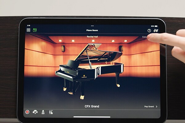 Ekran tabletu z uruchomioną aplikacją Smart Pianist